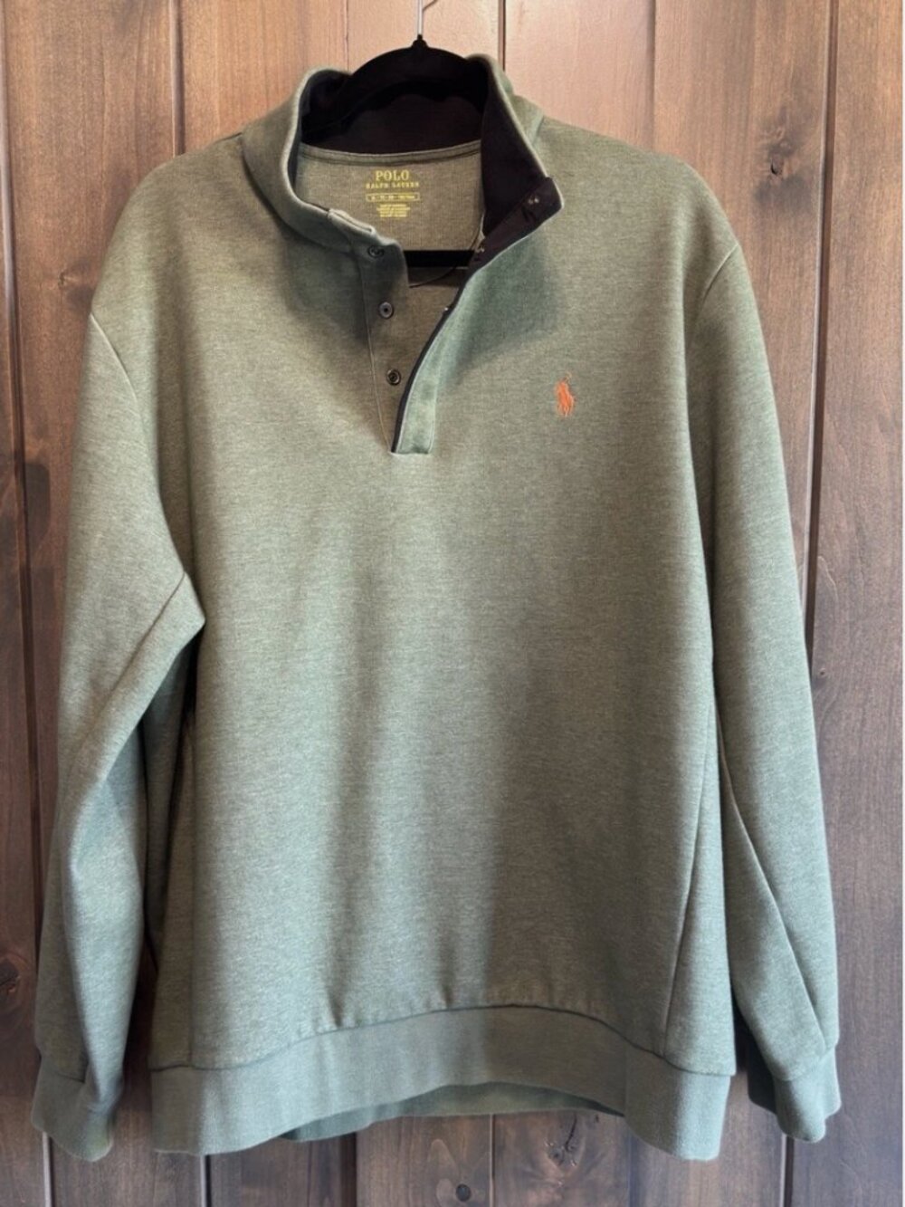 Polo Ralph Lauren Quarter Button Embroidered Logo Sweatshirt Army Green XL